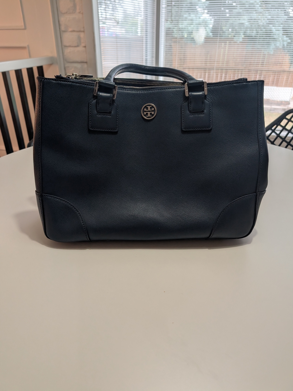 Tory Burch Navy Leather Satchel